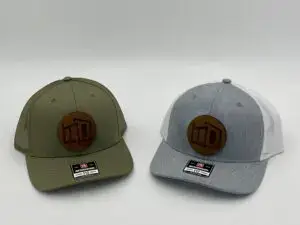 Two Custom Made Leather Patch Hats