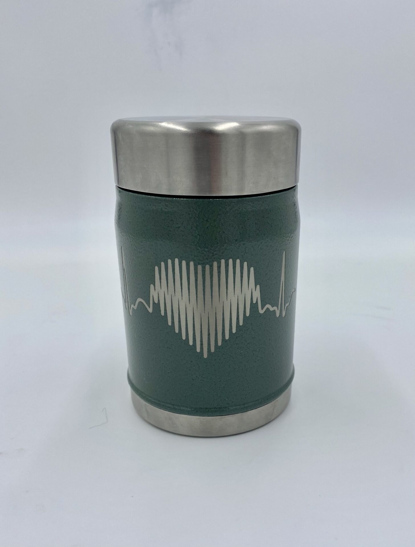 coffee cup with heartbeat engraving
